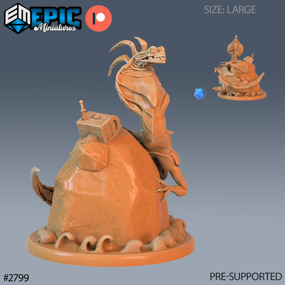 Cobra Lizard DND TTRPG Resin Model 51mm Base