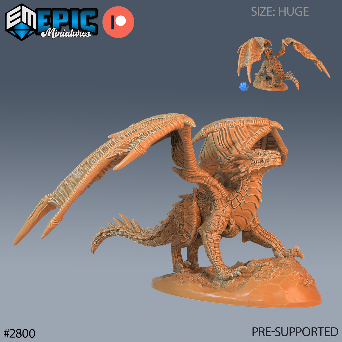 Nickel Dragon DND TTRPG Resin Model 76mm Base
