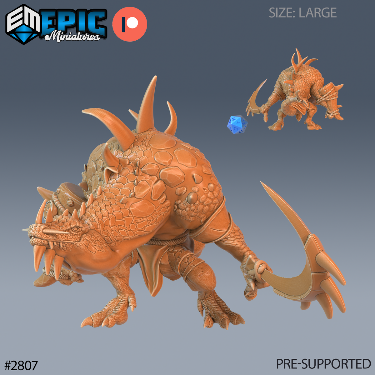 Crocodile Hunchback DND TTRPG Resin Model 51mm Base