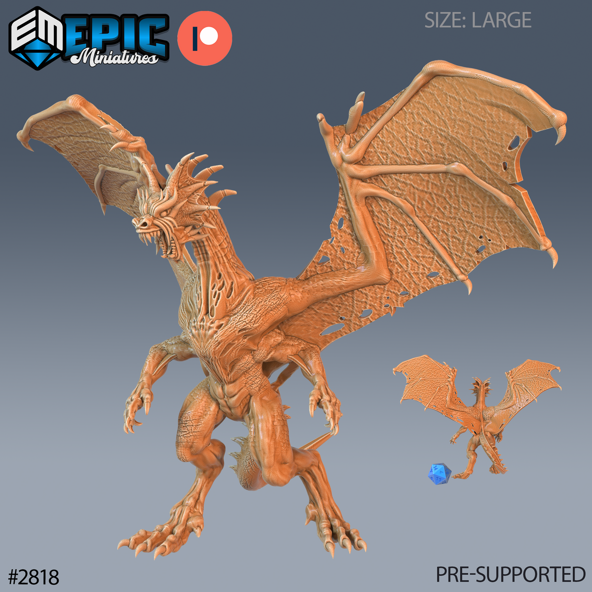 War Drake DND TTRPG Resin Model 51mm Base