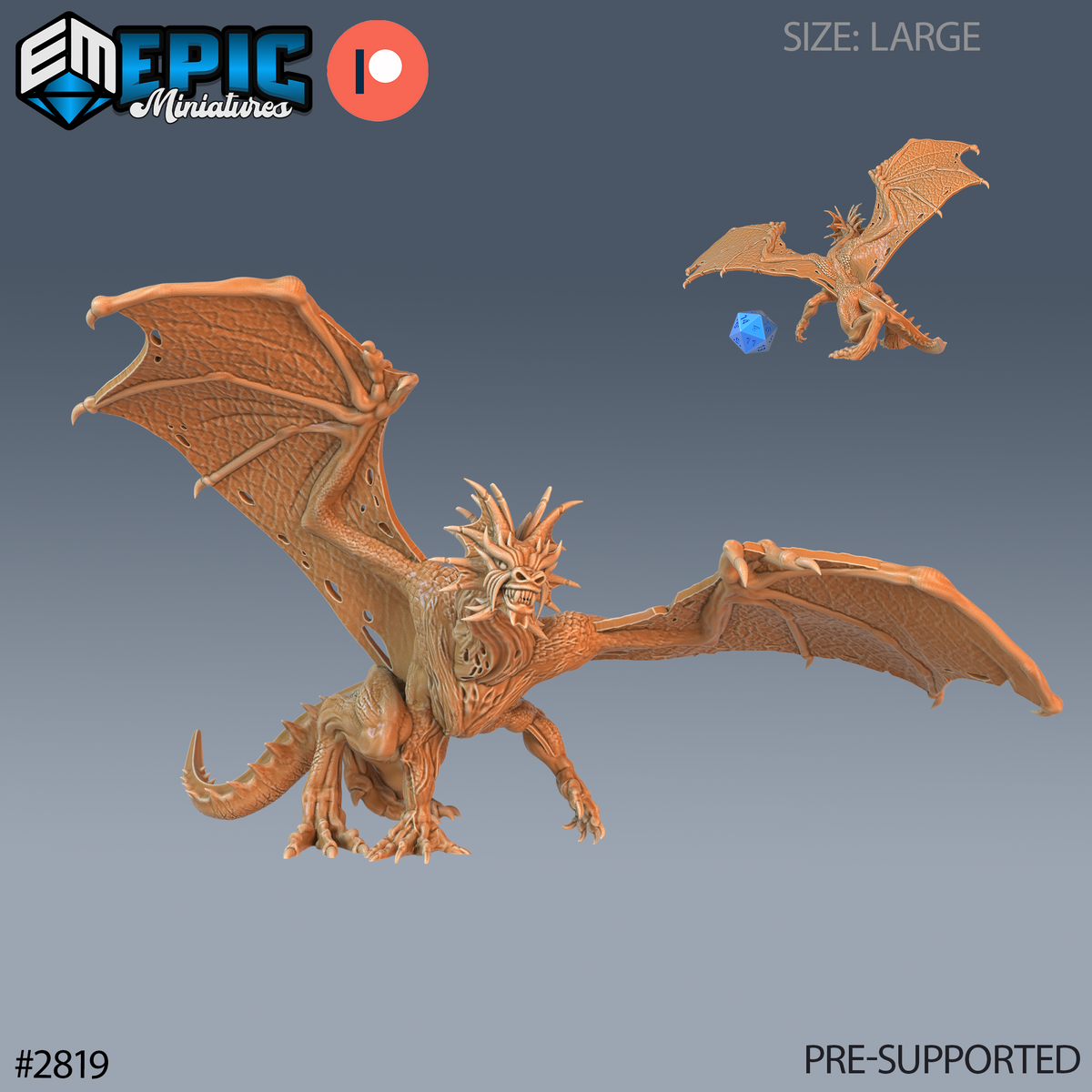 War Drake DND TTRPG Resin Model 51mm Base