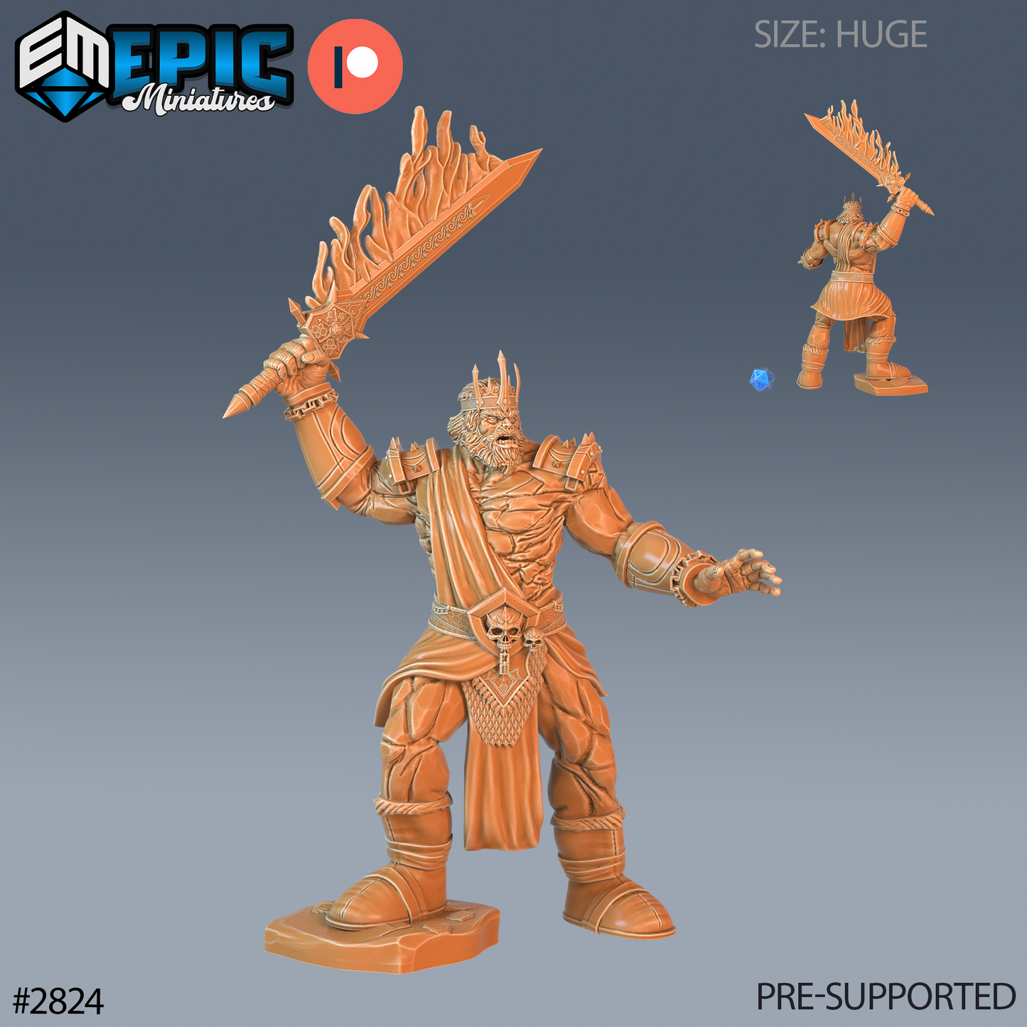 Fire Giant Sutr | Infernal War Giant | Resin Tabletop RPG Figure | 3 Inch Base