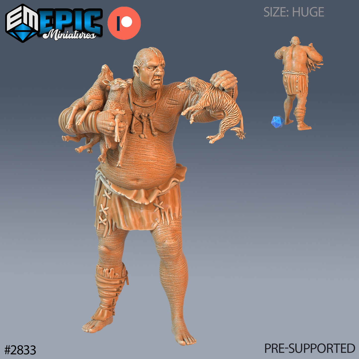 Jotunn Giant Tribe Barbarian | Frost Giant Berserker | Resin Tabletop RPG Figure | 76mm Base