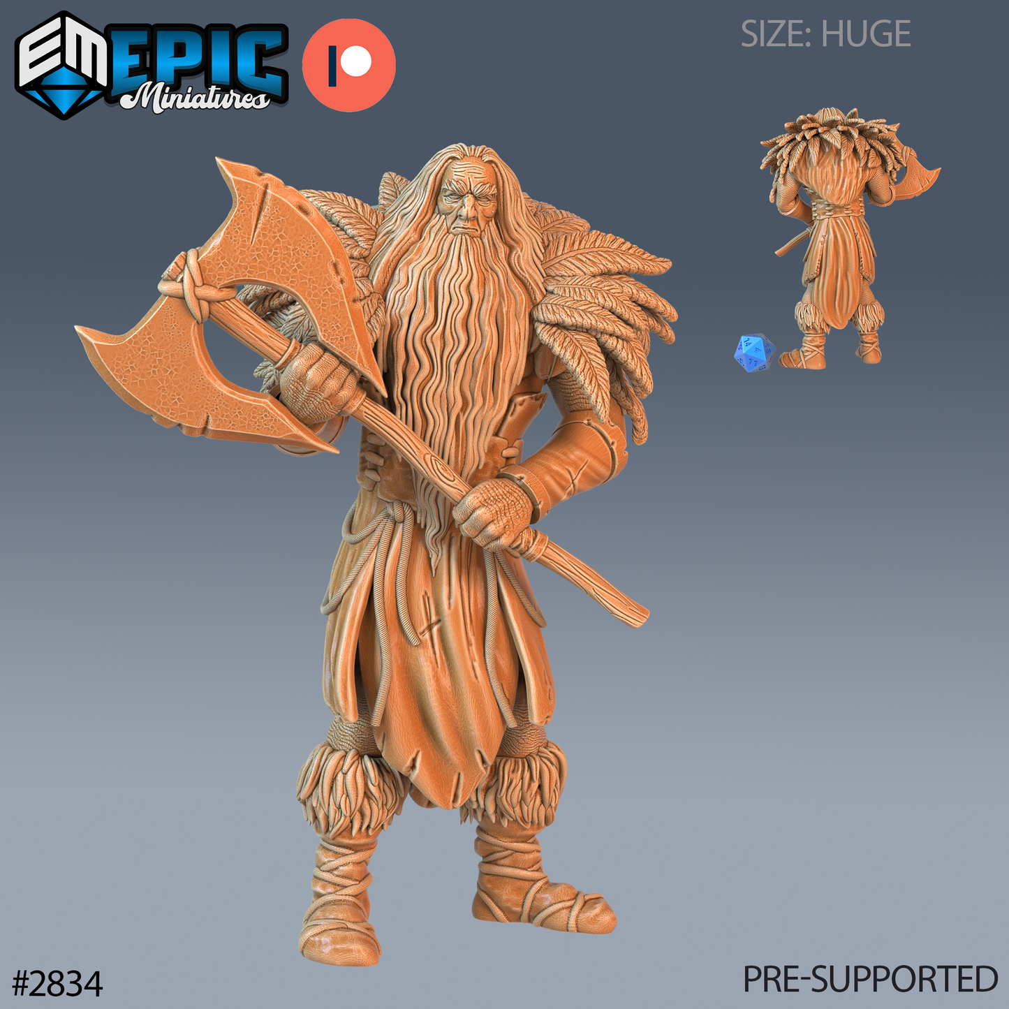 Jotunn Giant Tribe Barbarian | Frost Giant Berserker | Resin Tabletop RPG Figure | 76mm Base