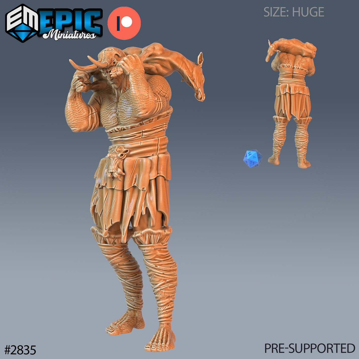 Jotunn Giant Tribe Barbarian | Frost Giant Berserker | Resin Tabletop RPG Figure | 76mm Base