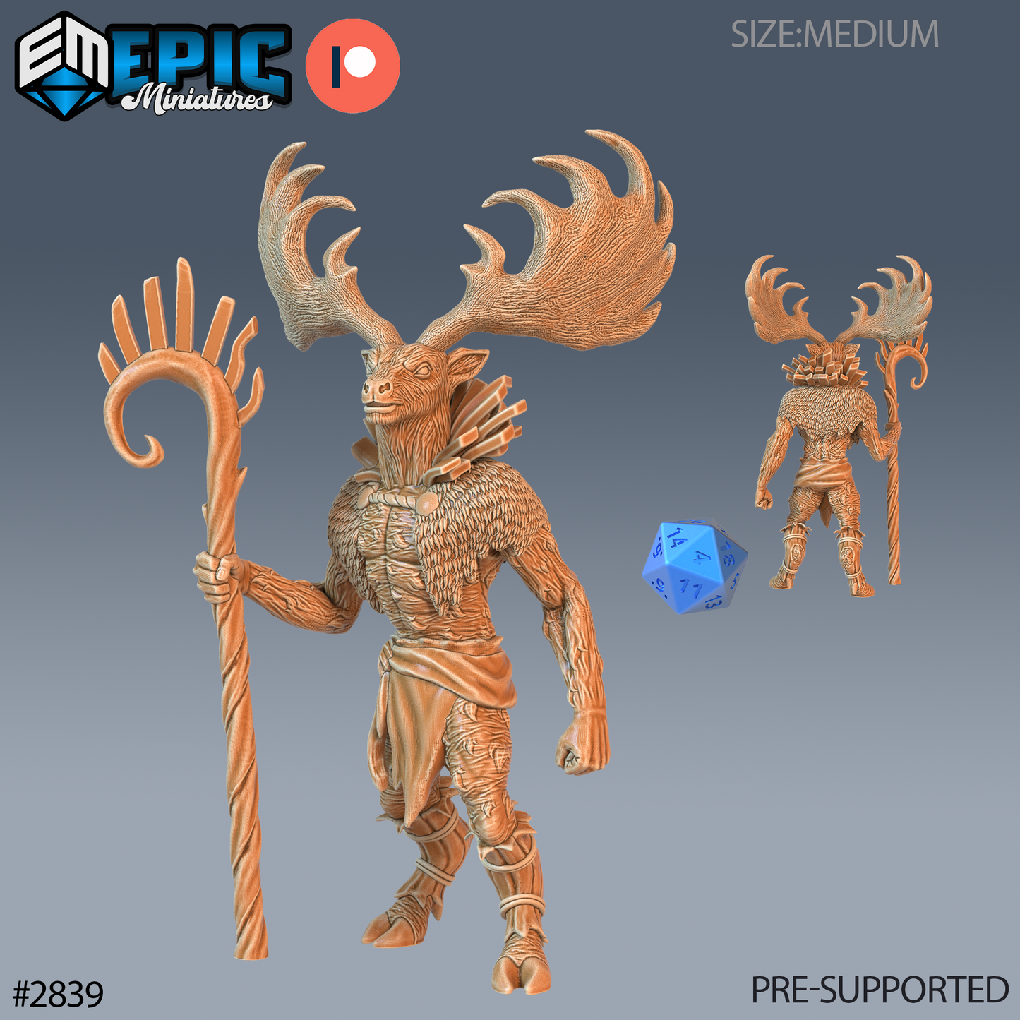Deer Shaman | Forest Spirit Mystic | Resin Tabletop RPG Figure | 25mm Base