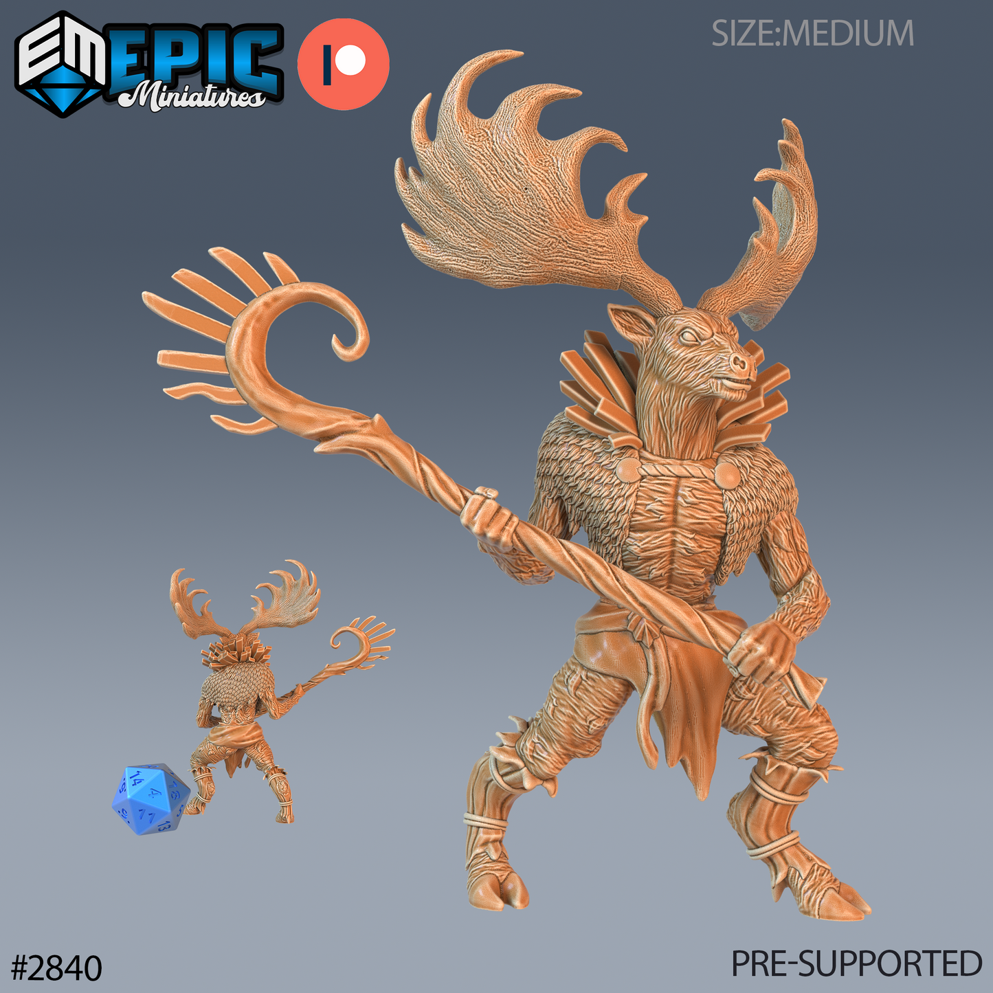Deer Shaman | Forest Spirit Mystic | Resin Tabletop RPG Figure | 25mm Base