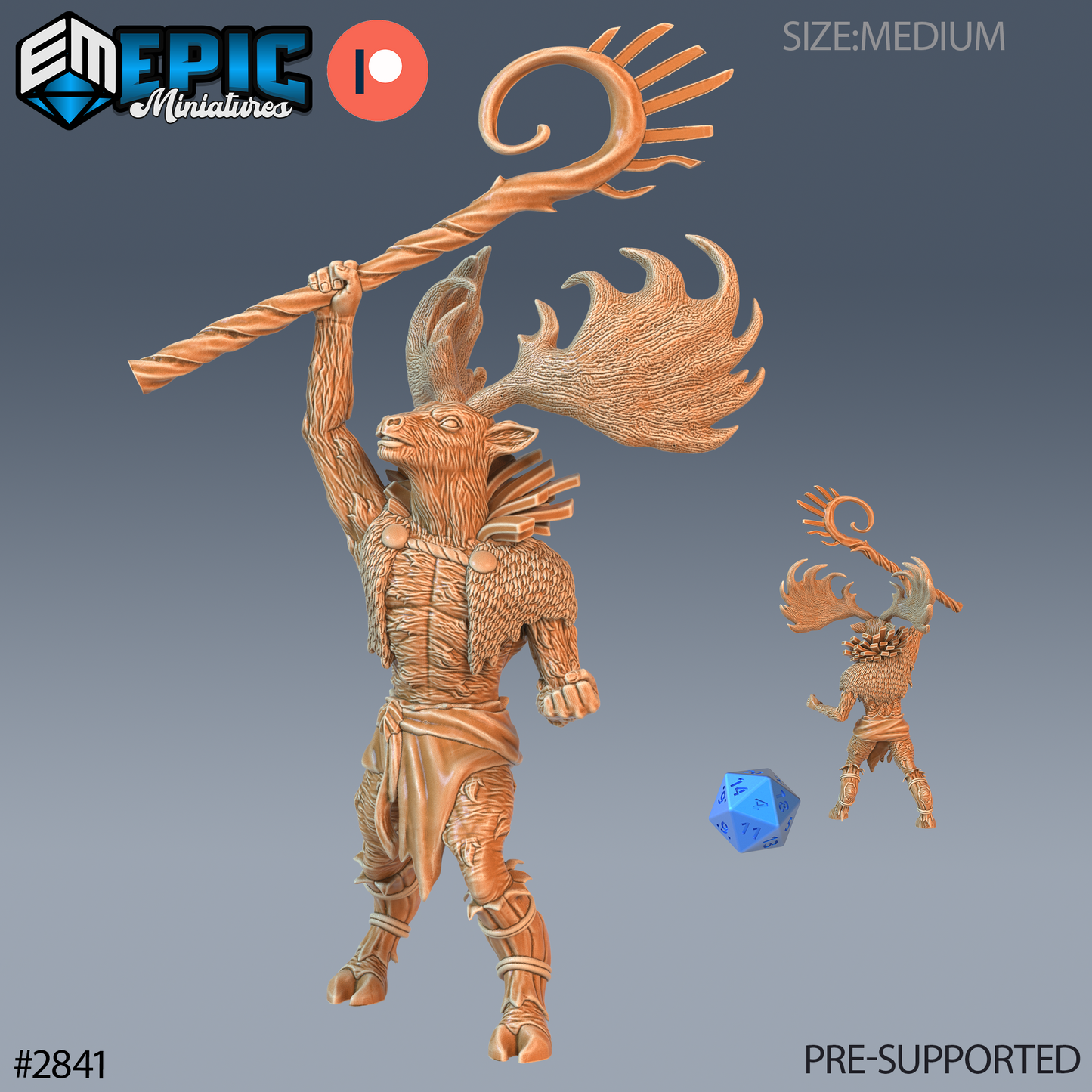 Deer Shaman | Forest Spirit Mystic | Resin Tabletop RPG Figure | 25mm Base