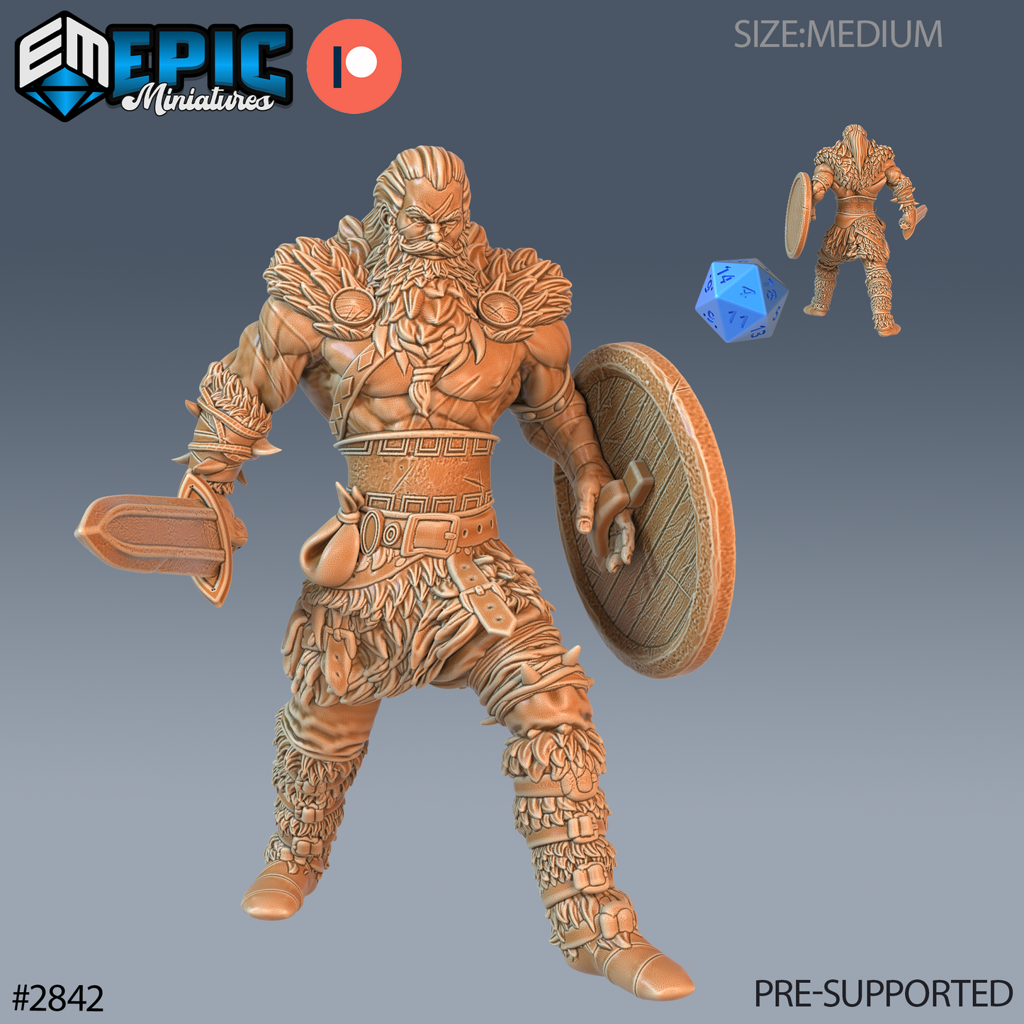 Barbarian Viking | Norse Raider Warrior | Resin Tabletop RPG Figure | 25mm Base