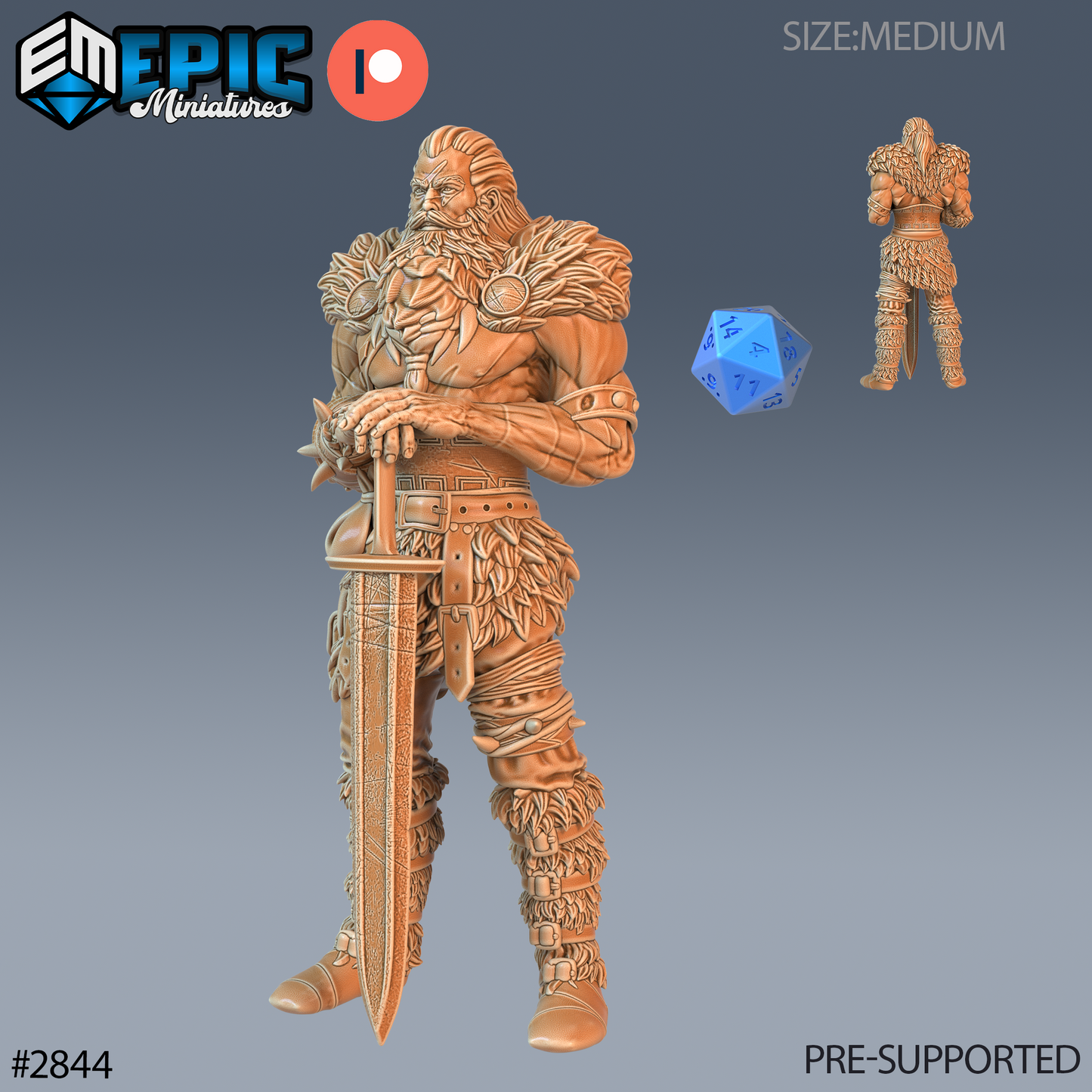 Barbarian Viking | Norse Raider Warrior | Resin Tabletop RPG Figure | 25mm Base