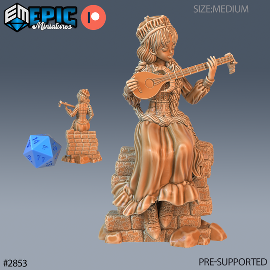 Norse Bard Girl | Viking Skald Performer | Resin Tabletop RPG Figure | 25mm Base