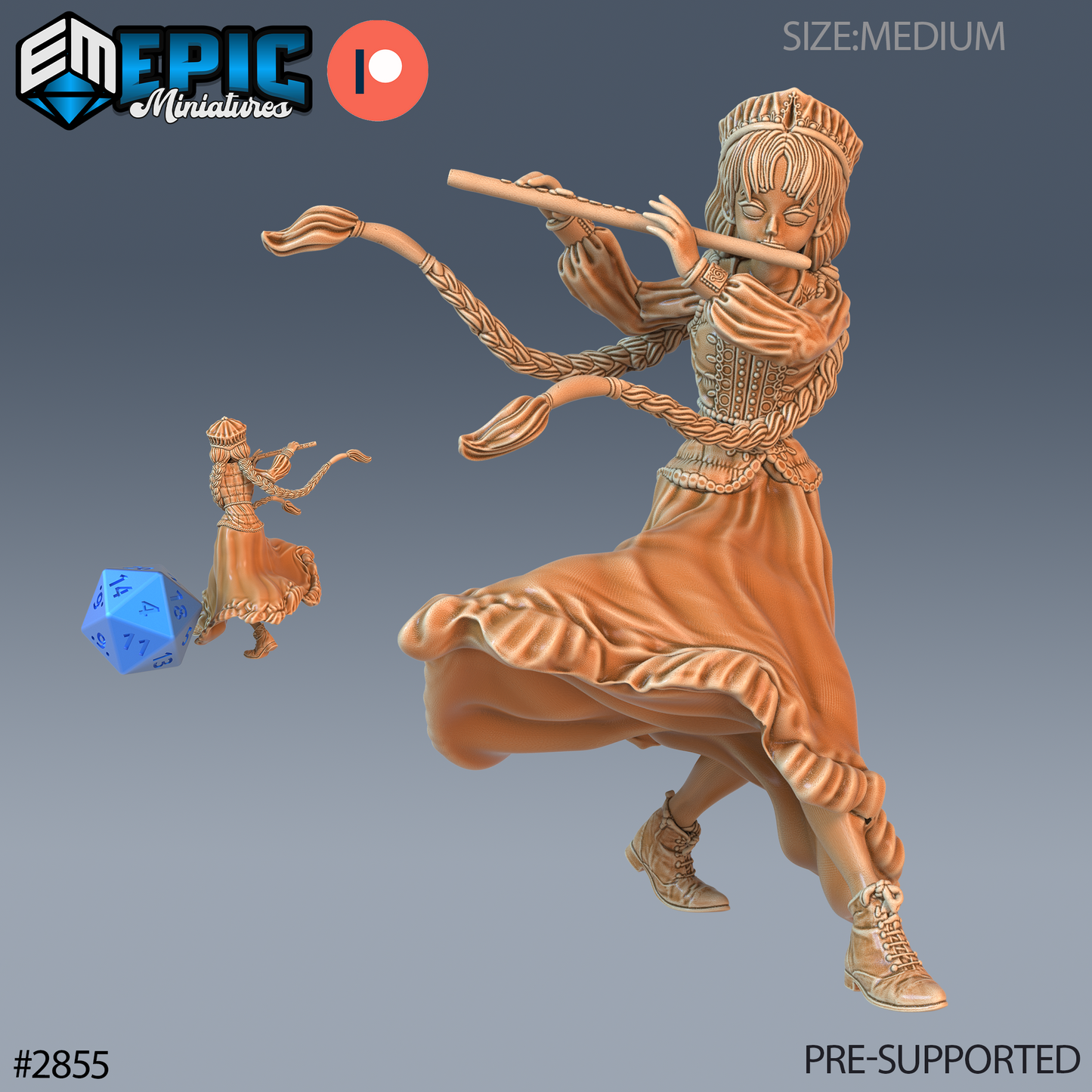 Norse Bard Girl | Viking Skald Performer | Resin Tabletop RPG Figure | 25mm Base