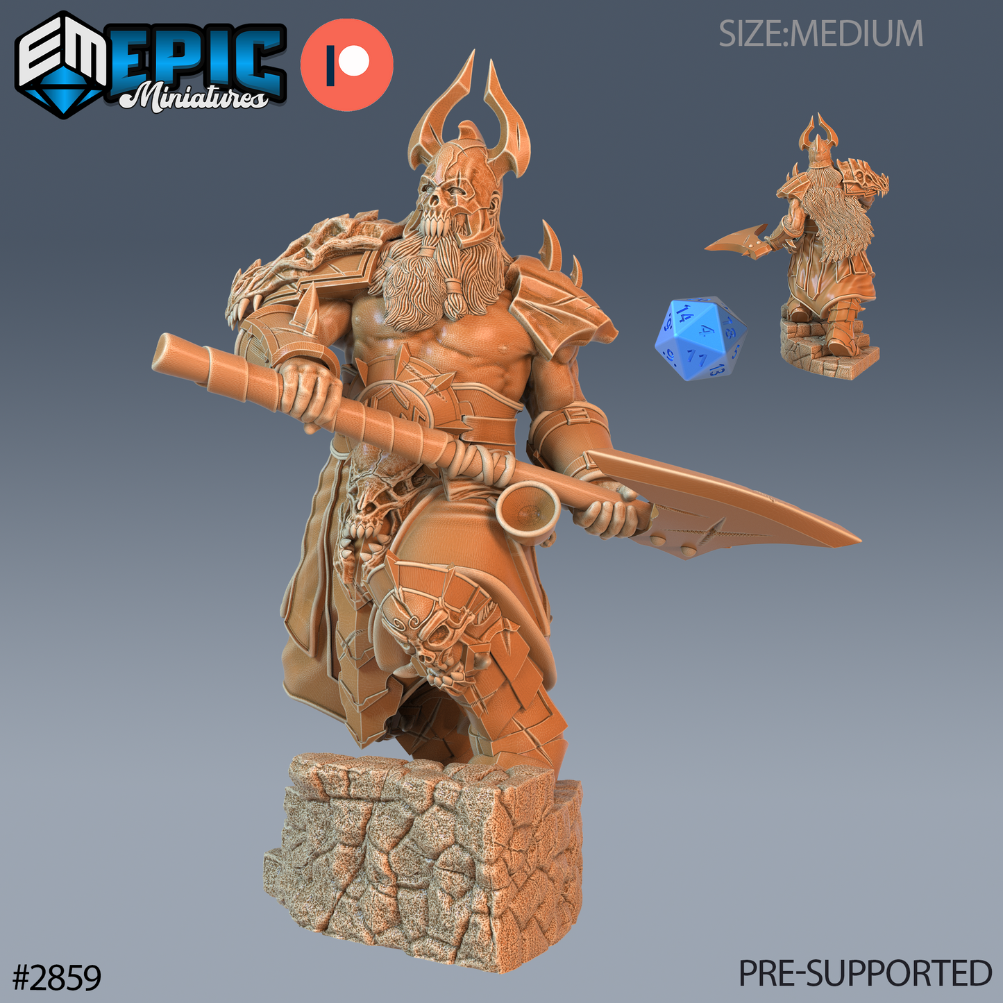 Viking Einherjar | Valhalla’s Chosen Warrior | Resin Tabletop RPG Figure | 25mm Base