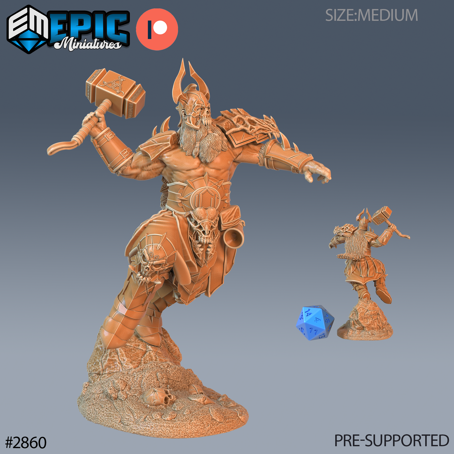 Viking Einherjar | Valhalla’s Chosen Warrior | Resin Tabletop RPG Figure | 25mm Base