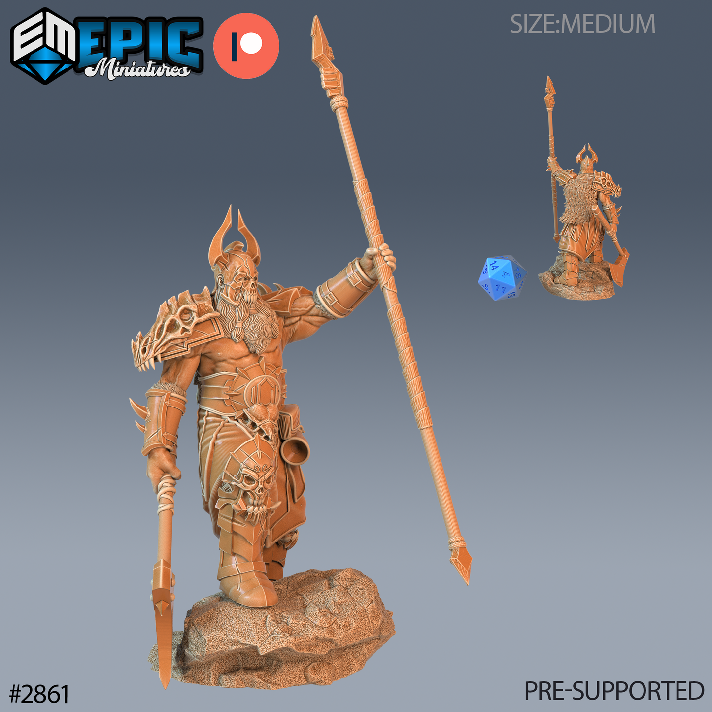 Viking Einherjar | Valhalla’s Chosen Warrior | Resin Tabletop RPG Figure | 25mm Base