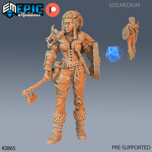 Viking Shieldmaiden Lagertha | Legendary Norse Warrior | Resin Tabletop RPG Figure | 25mm Base