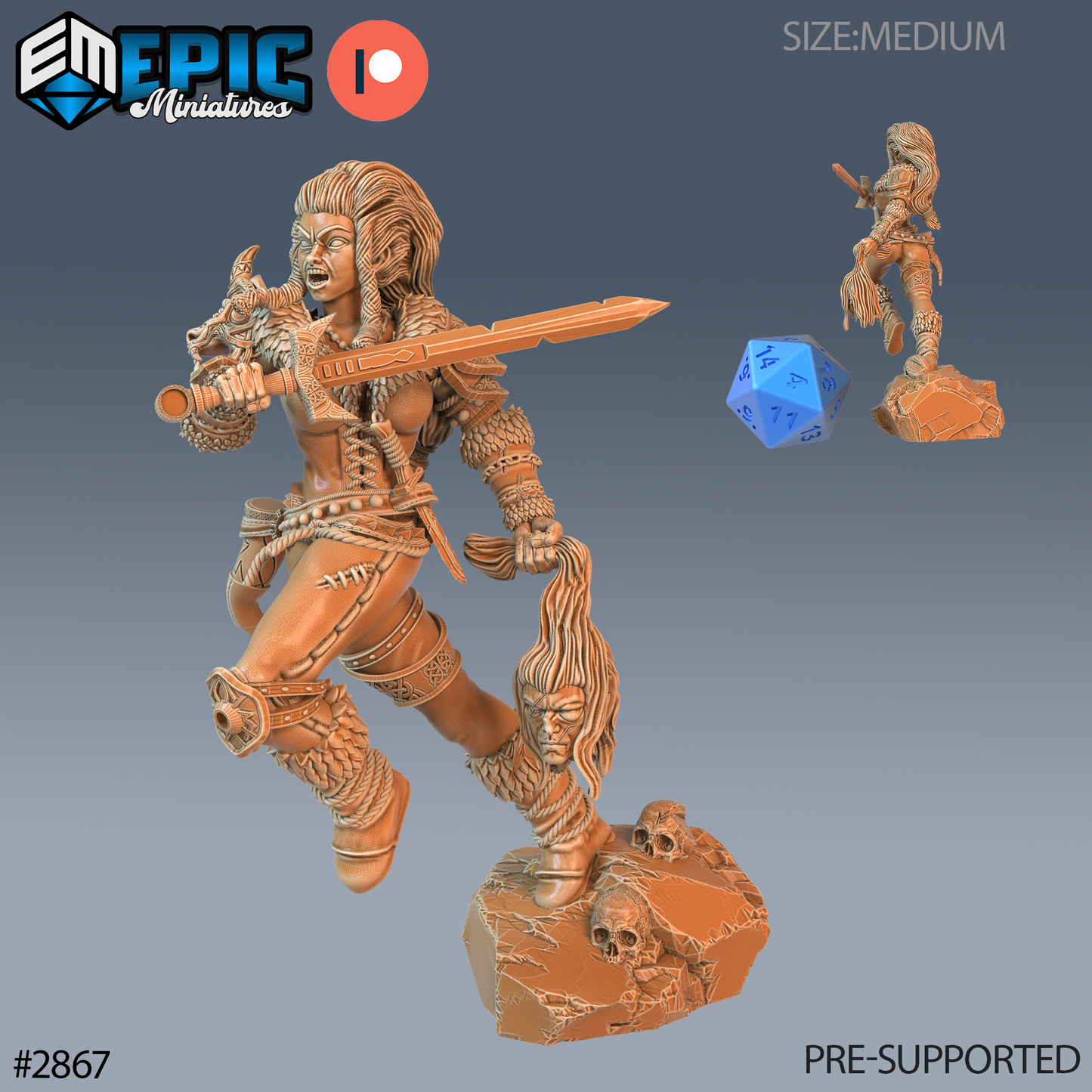 Viking Shieldmaiden Lagertha | Legendary Norse Warrior | Resin Tabletop RPG Figure | 25mm Base