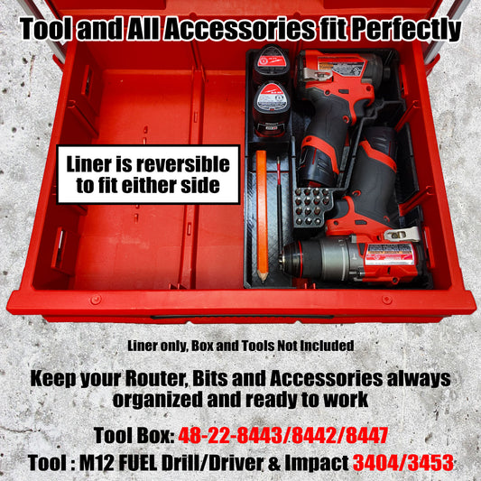 M12 Drill Driver Organizer for Milwaukee Packout 2 and 3 Drawer