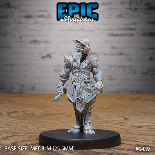 Dragonborn Rogue | Stealthy Draconic Assassin | Resin Tabletop RPG Figure | 25mm Base