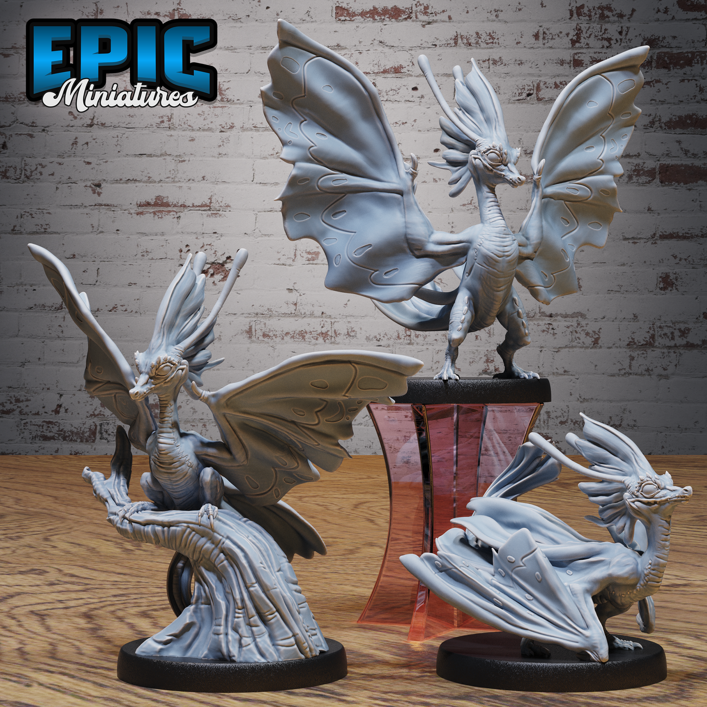 Fairy Wyvern | Magical Fey Dragon | Resin Tabletop RPG Figure | 25mm Base