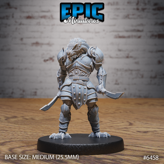 Dragonborn Warrior | Armoured Draconic Fighter | Resin Tabletop RPG Figure | 25mm Base