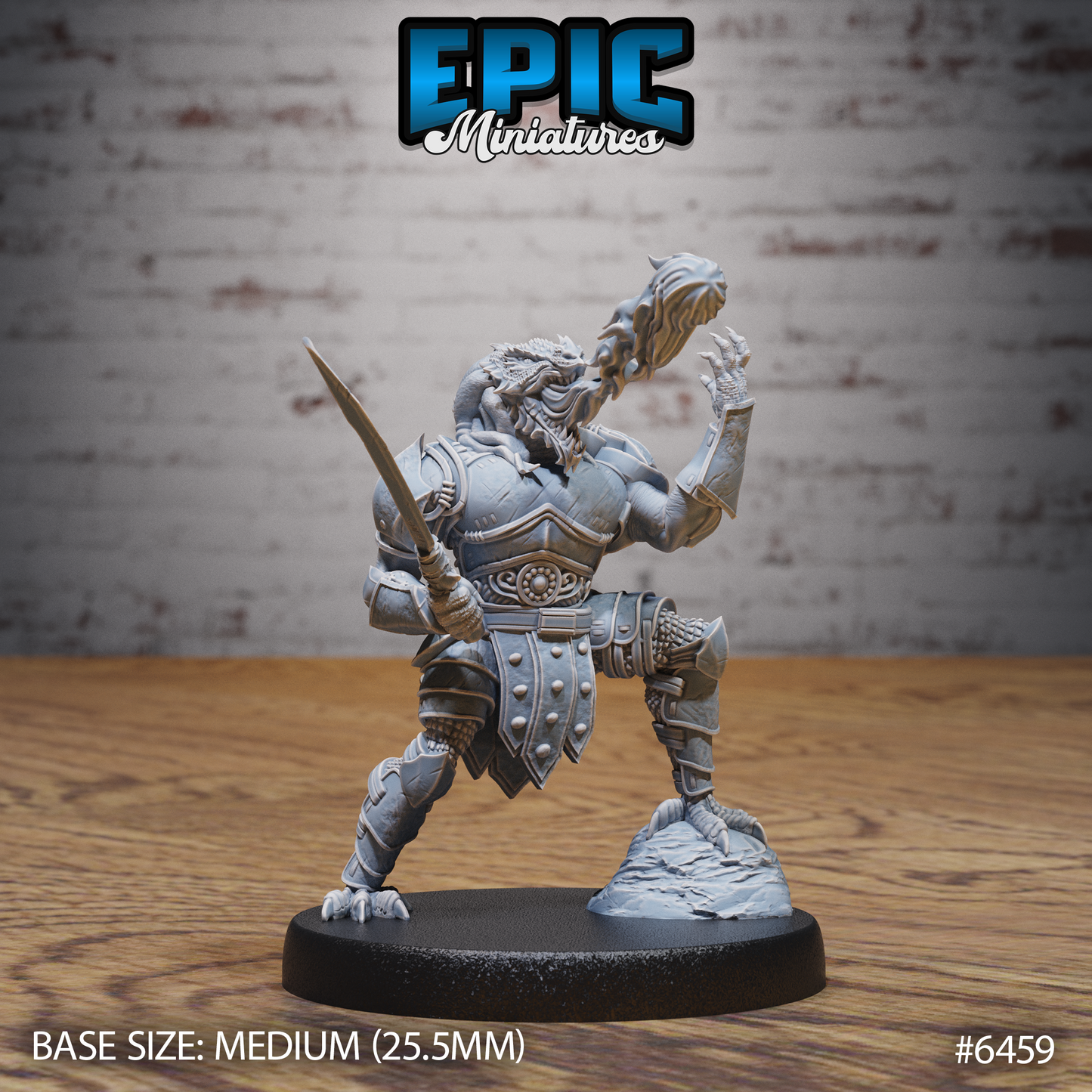 Dragonborn Warrior | Armoured Draconic Fighter | Resin Tabletop RPG Figure | 25mm Base