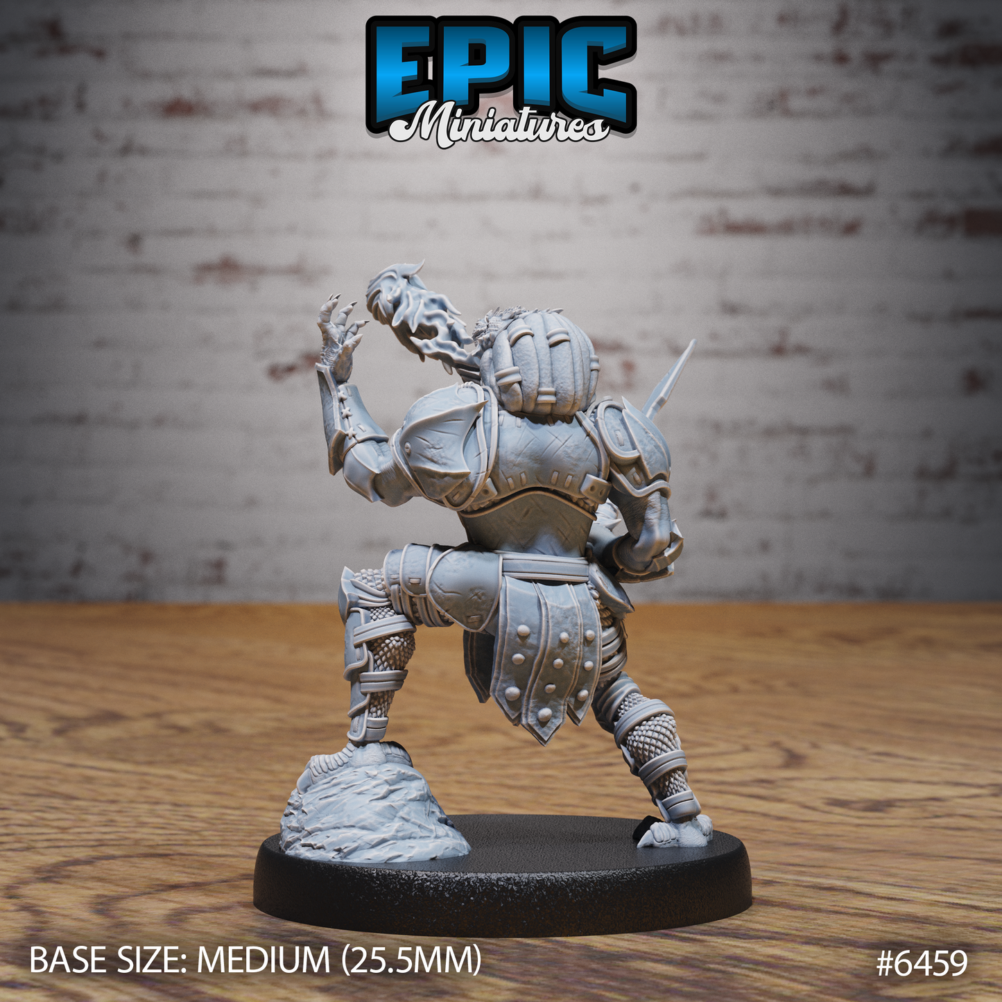 Dragonborn Warrior | Armoured Draconic Fighter | Resin Tabletop RPG Figure | 25mm Base