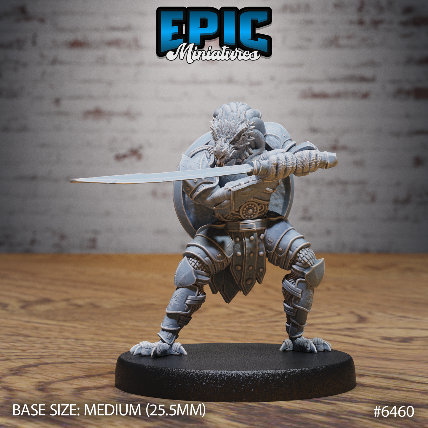 Dragonborn Warrior | Armoured Draconic Fighter | Resin Tabletop RPG Figure | 25mm Base