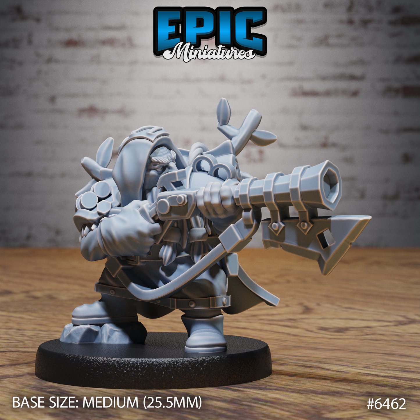 Dwarf Dragon Gunner | Armoured Dwarven Artificer | Resin Tabletop RPG Figure | 25mm Base
