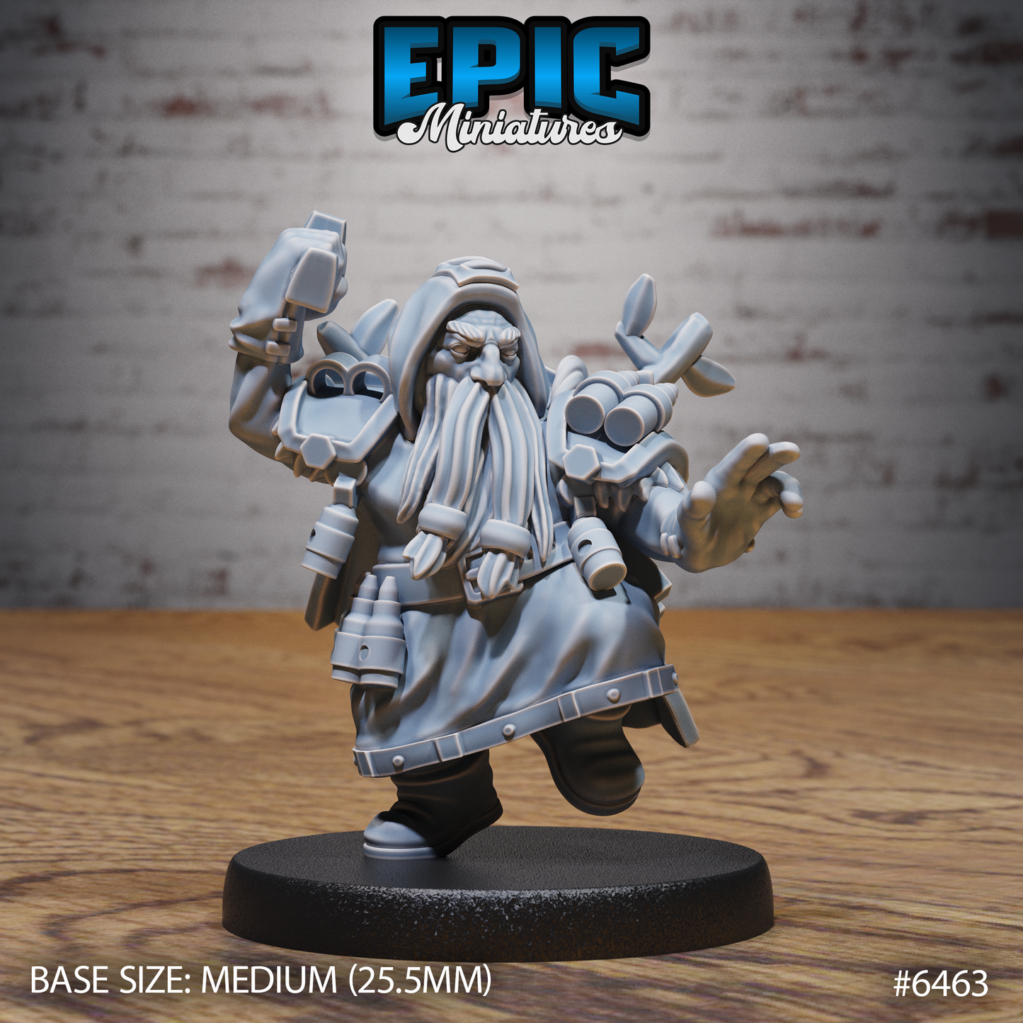 Dwarf Dragon Gunner | Armoured Dwarven Artificer | Resin Tabletop RPG Figure | 25mm Base