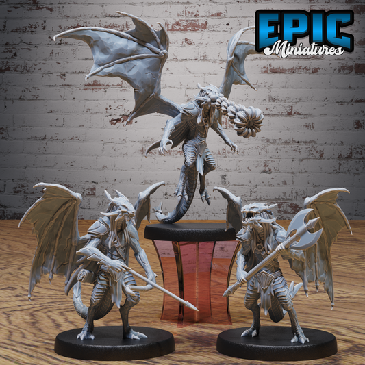Draconic Demon Sapphire | Arcane Crystal Fiend | Resin Tabletop RPG Figure | 25mm Base