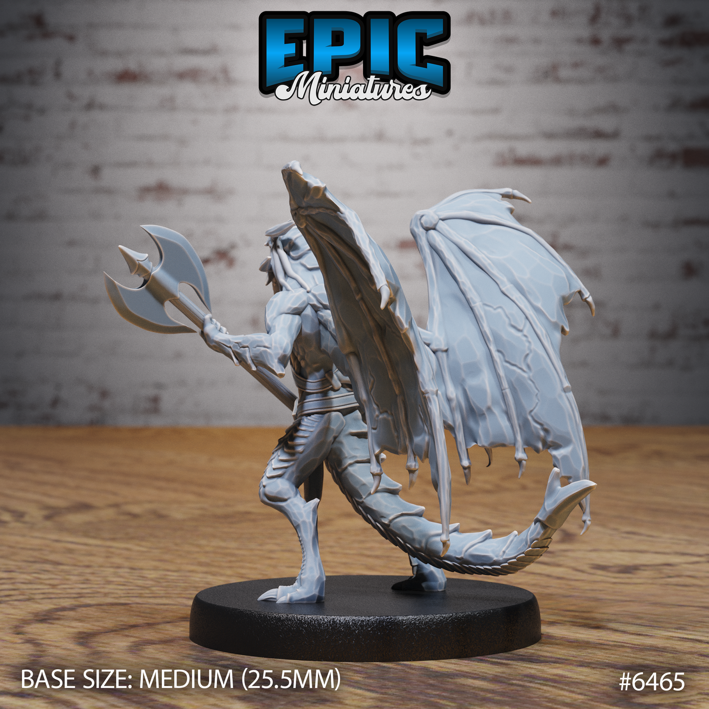 Draconic Demon Sapphire | Arcane Crystal Fiend | Resin Tabletop RPG Figure | 25mm Base