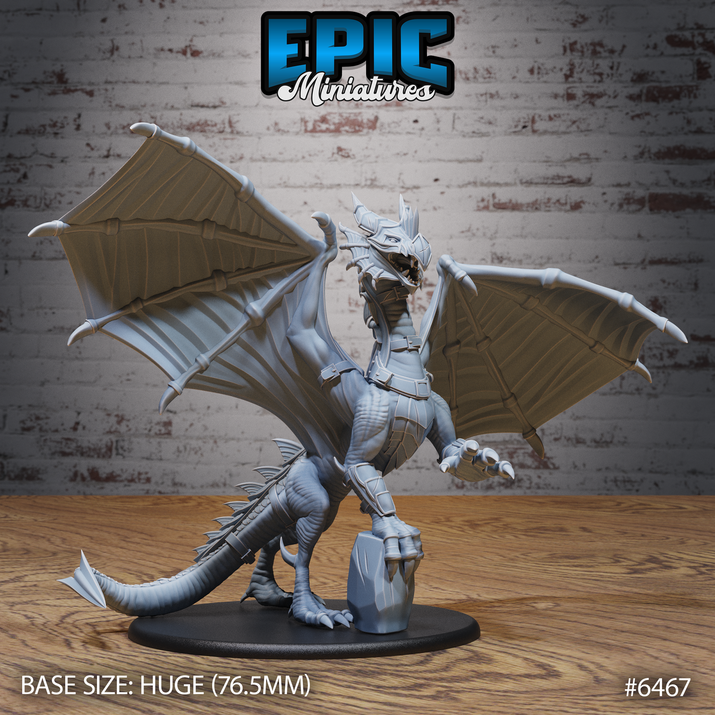 Armoured Dragon | Heavily Plated Draconic Beast | Resin Tabletop RPG Figure | 76mm Base