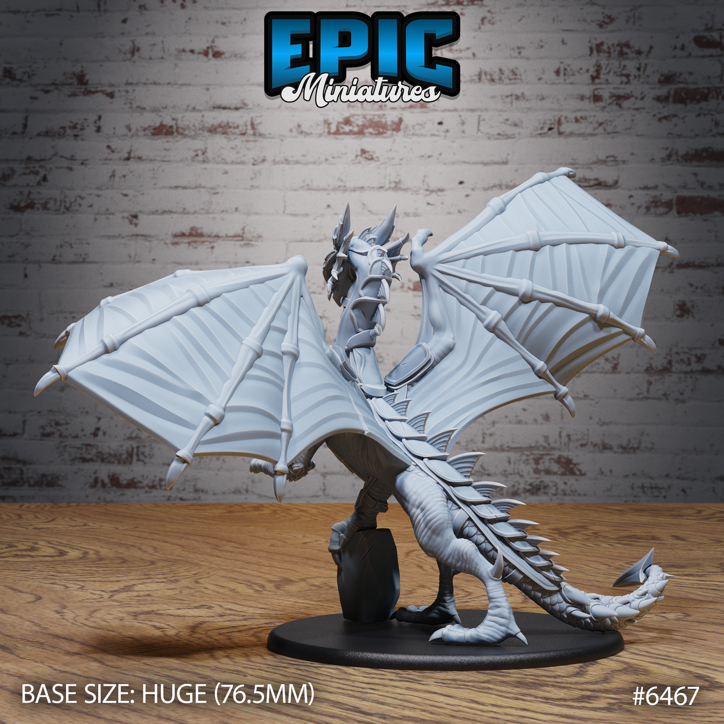 Armoured Dragon | Heavily Plated Draconic Beast | Resin Tabletop RPG Figure | 76mm Base