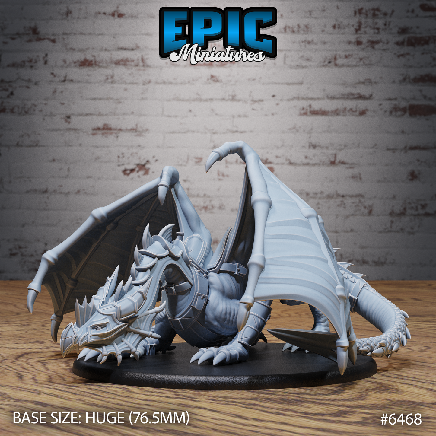 Armoured Dragon | Heavily Plated Draconic Beast | Resin Tabletop RPG Figure | 76mm Base