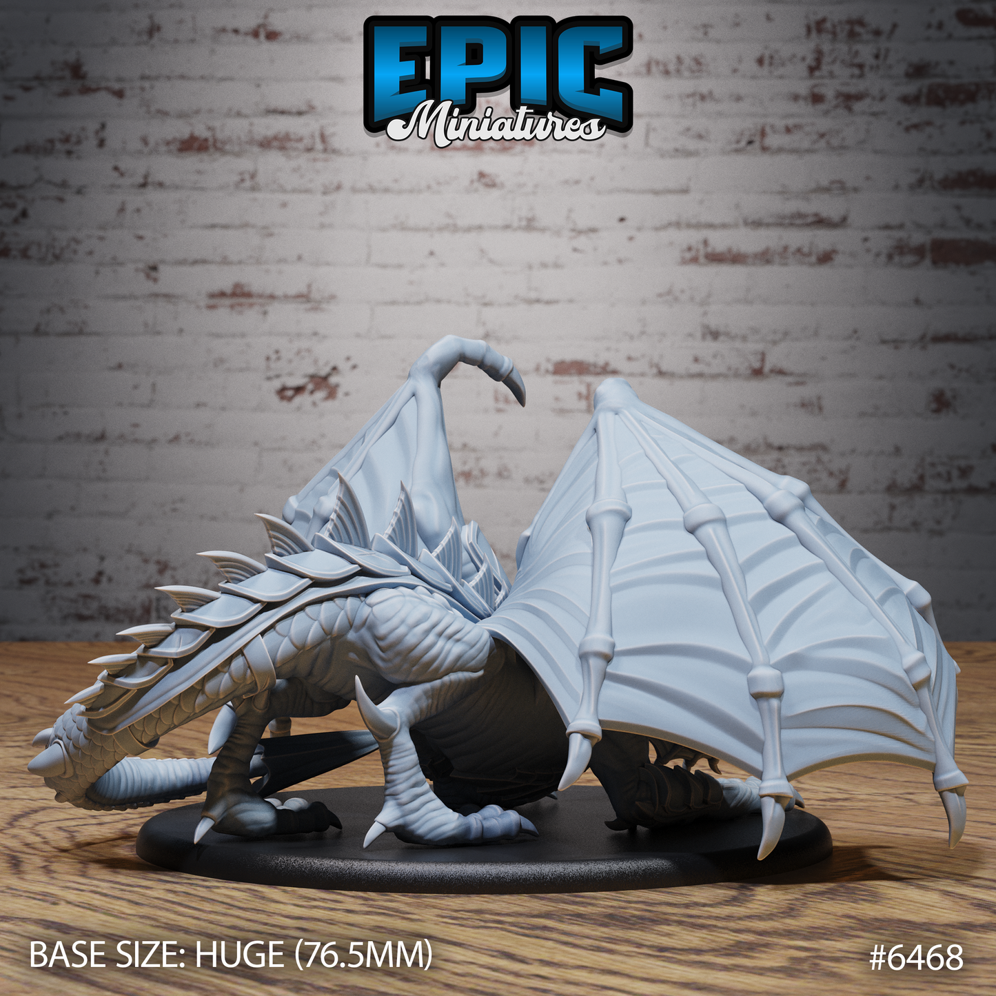 Armoured Dragon | Heavily Plated Draconic Beast | Resin Tabletop RPG Figure | 76mm Base