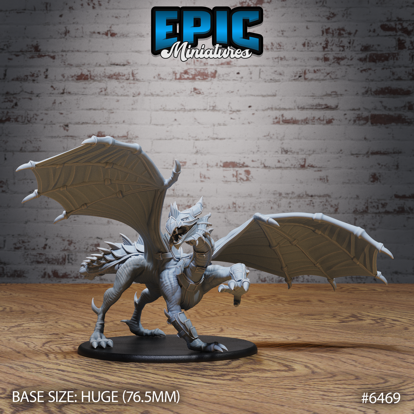 Armoured Dragon | Heavily Plated Draconic Beast | Resin Tabletop RPG Figure | 76mm Base