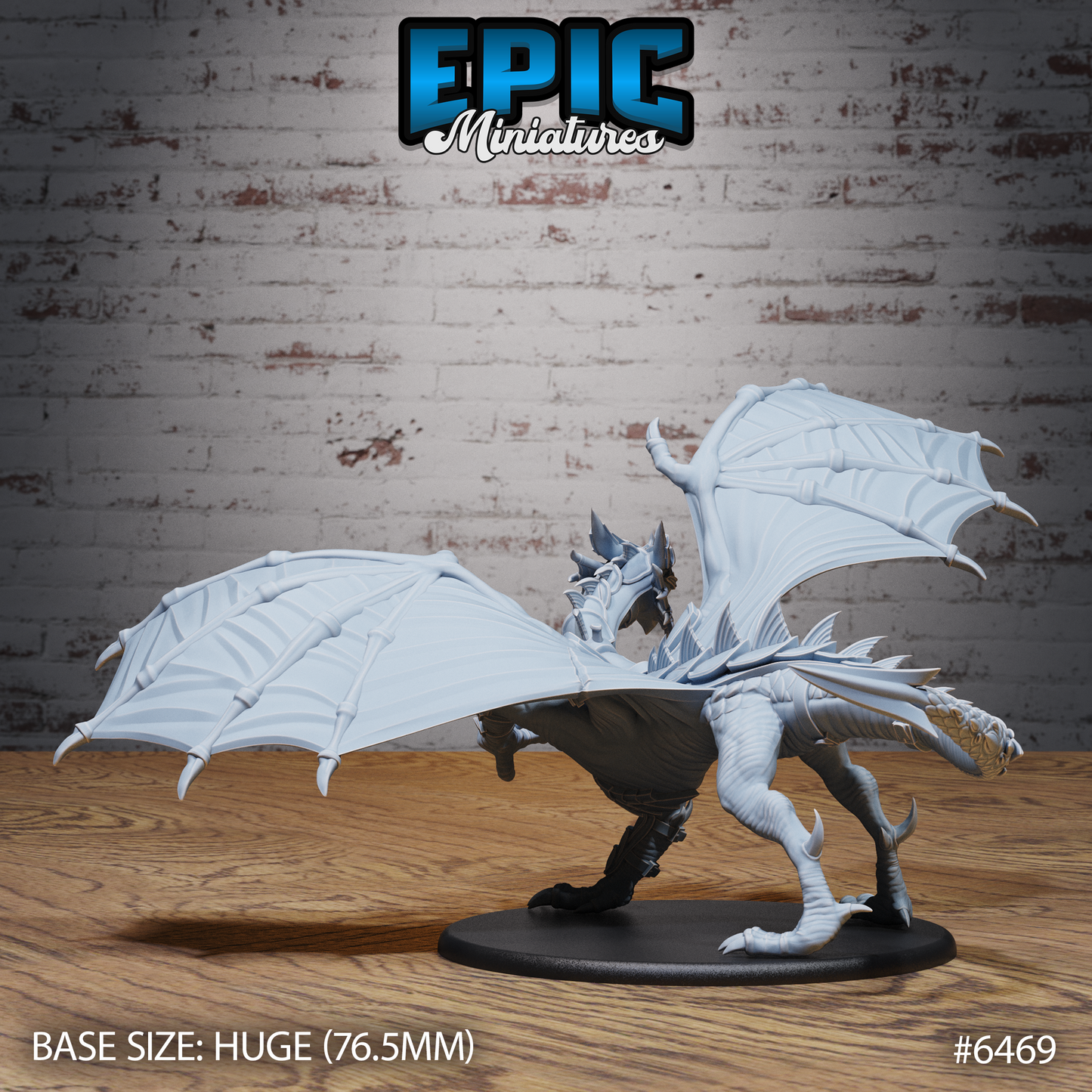 Armoured Dragon | Heavily Plated Draconic Beast | Resin Tabletop RPG Figure | 76mm Base