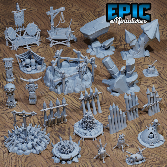 Goblin Camp Terrain | Savage Encampment Scatter Set | Resin Tabletop RPG Scenery