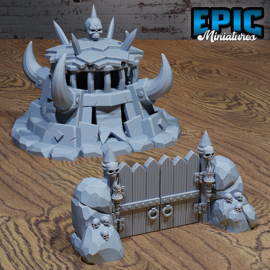 Goblin Outpost & Gate | Fortified Camp Entrance | Resin Tabletop RPG Terrain
