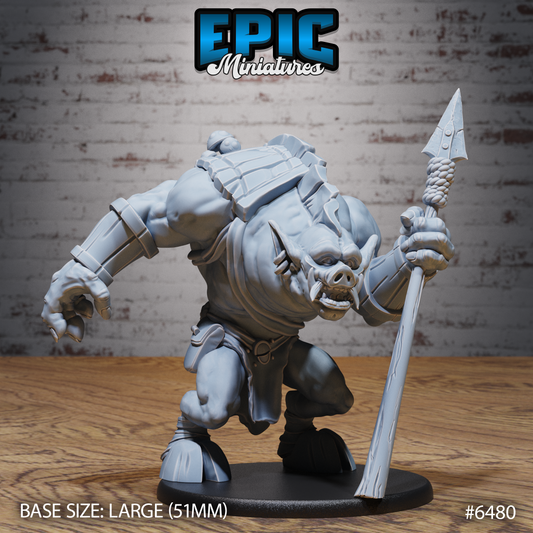 Pig Ogre | Brutish Swine Monster | Resin Tabletop RPG Figure | 51mm Base