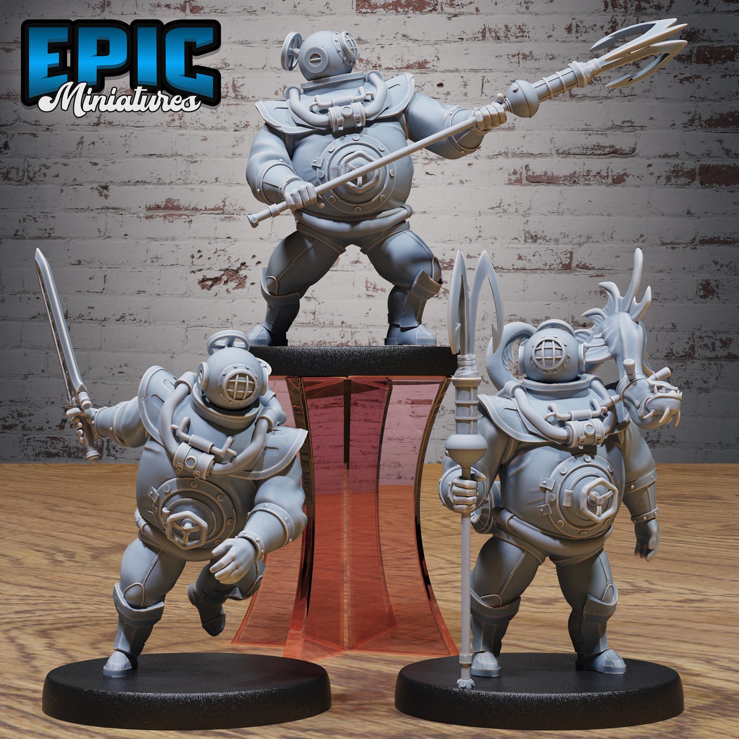 Deep Sea Diver | Armoured Ocean Explorer | Resin Tabletop RPG Figure | 25mm Base