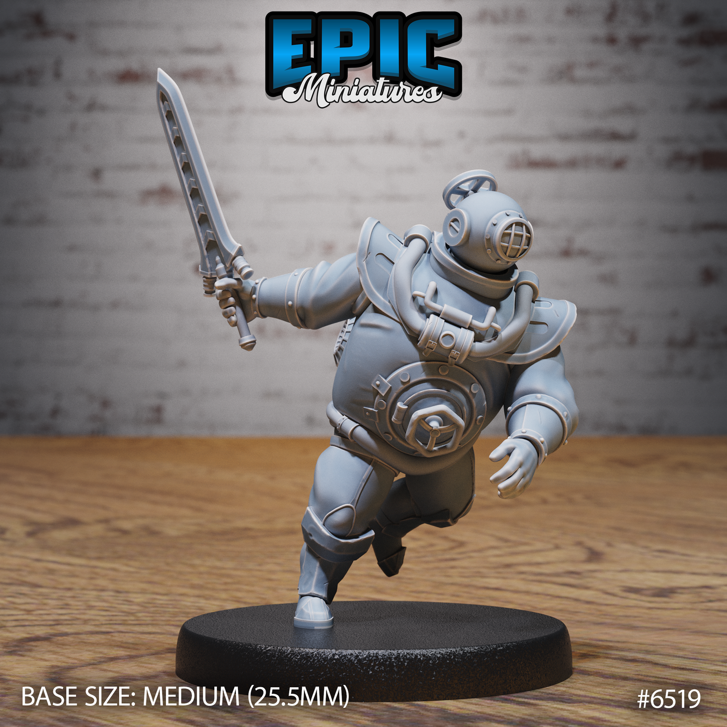 Deep Sea Diver | Armoured Ocean Explorer | Resin Tabletop RPG Figure | 25mm Base