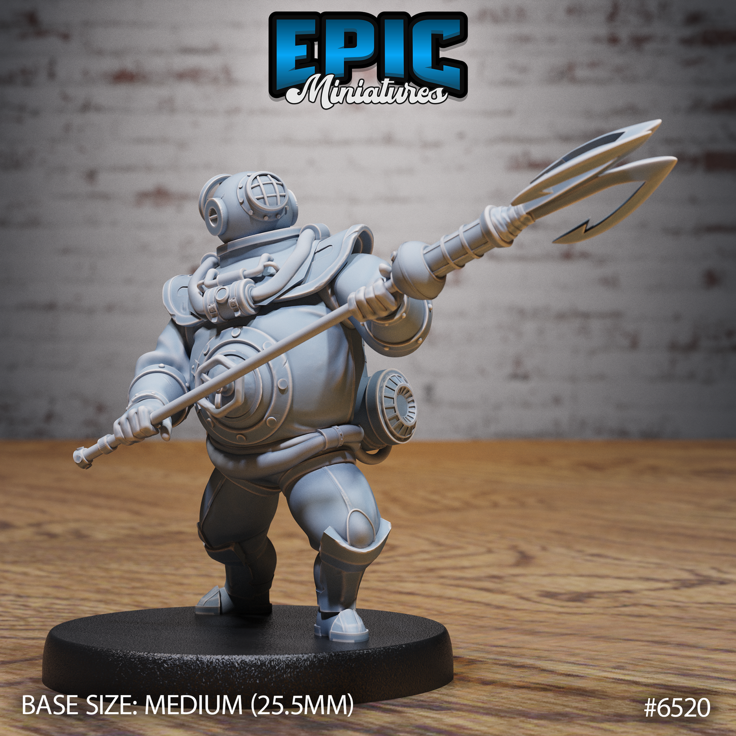 Deep Sea Diver | Armoured Ocean Explorer | Resin Tabletop RPG Figure | 25mm Base