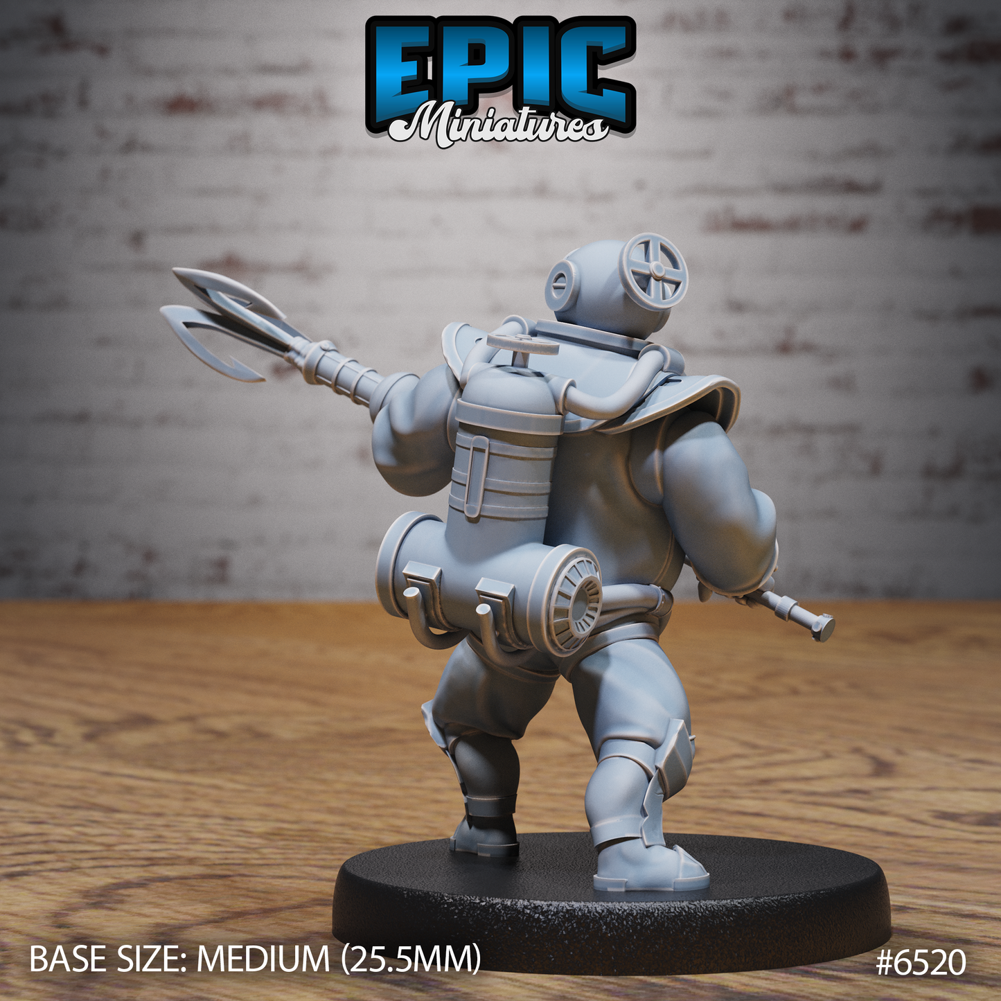 Deep Sea Diver | Armoured Ocean Explorer | Resin Tabletop RPG Figure | 25mm Base
