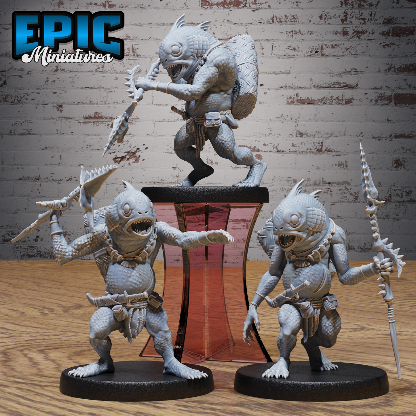 Fish Folk | Aquatic Tribal Humanoids | Resin Tabletop RPG Figure | 25mm Base