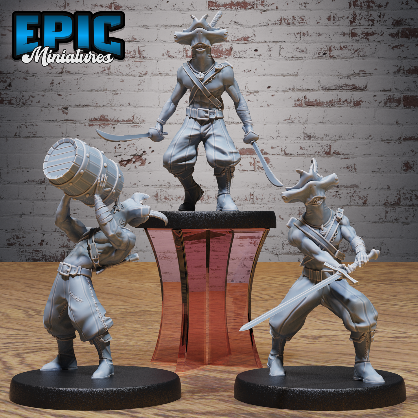 Hammerhead Fish Pirate | Ocean Raider Buccaneer | Resin Tabletop RPG Figure | 25mm Base