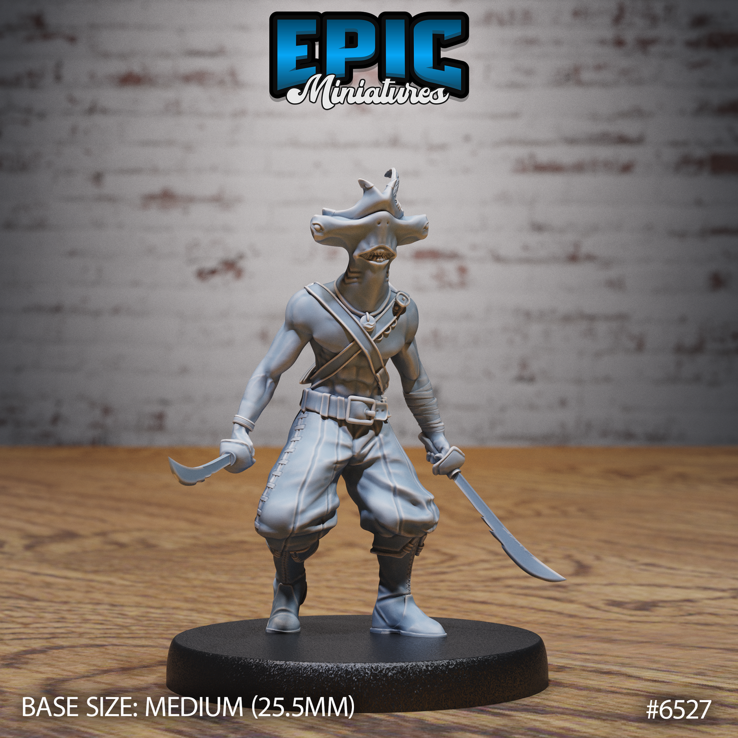 Hammerhead Fish Pirate | Ocean Raider Buccaneer | Resin Tabletop RPG Figure | 25mm Base