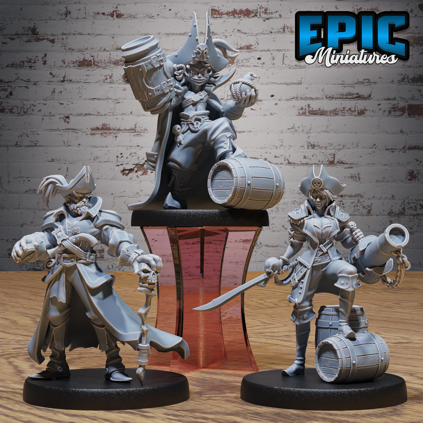 Pirate Crew | Swashbuckling Raiders Set | Resin Tabletop RPG Figure Set | 25mm Base