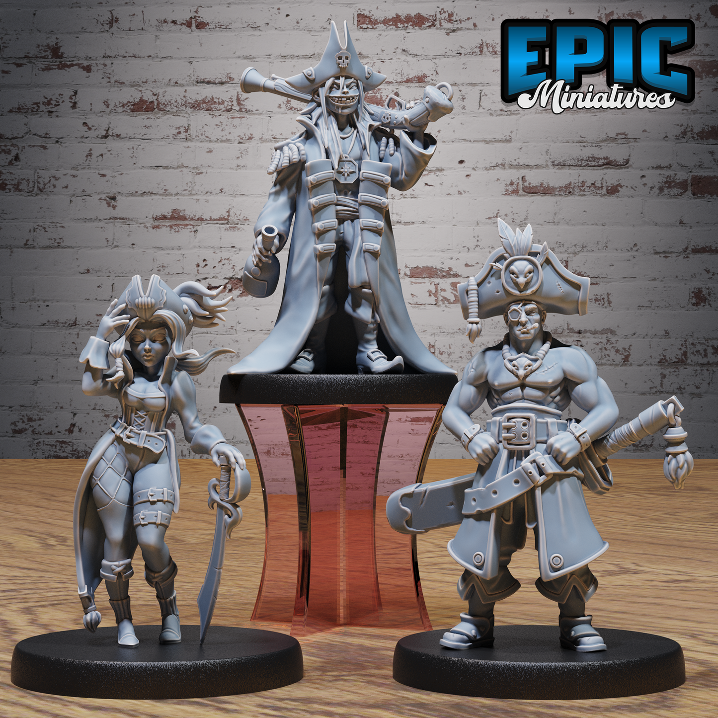 Pirate Crew | Swashbuckling Raiders Set | Resin Tabletop RPG Figure Set | 25mm Base